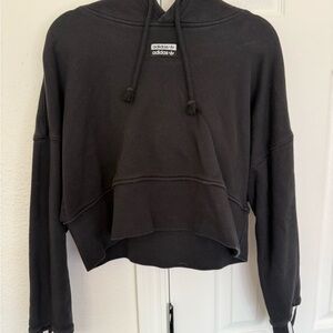 Adidas Women's Black Hoodie Crop Sweatshirt